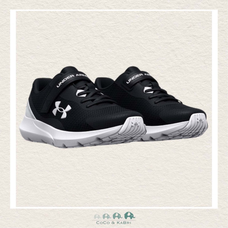Under Armour Boys' Pre-School Surge 3 AC Running Shoes Black/White. (Y3), CoCo & KaBri Children's Boutique