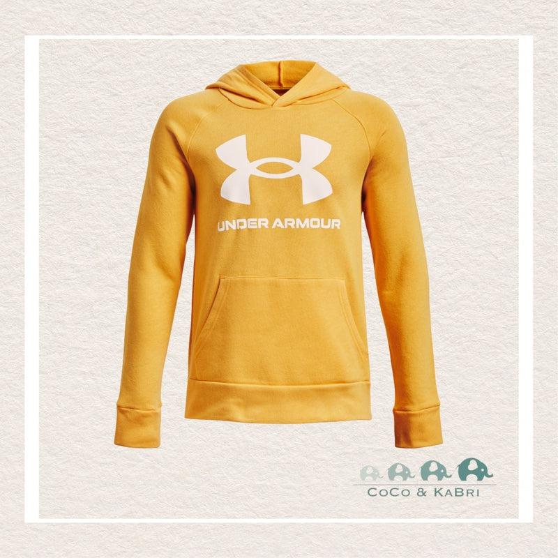 Under Armour: Boys' UA Rival Fleece Big Logo Hoodie -Yellow/Orange - CoCo & KaBri