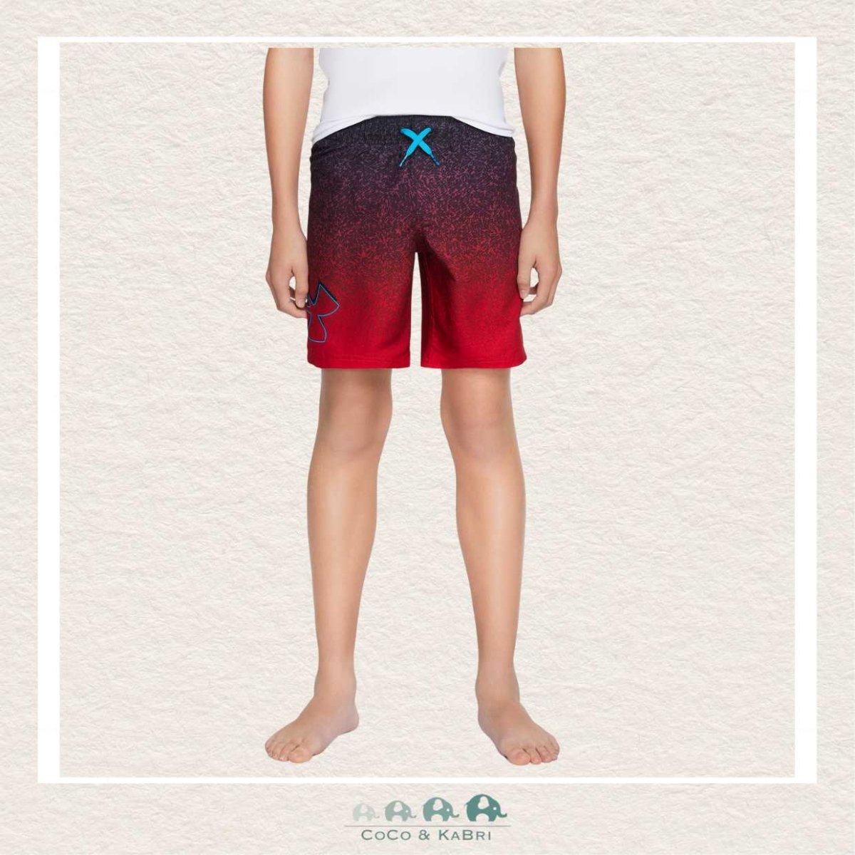 Under Armour Boys Youth: Tipped Logo Volley Swim Trunks - Red, CoCo & KaBri Children's Boutique