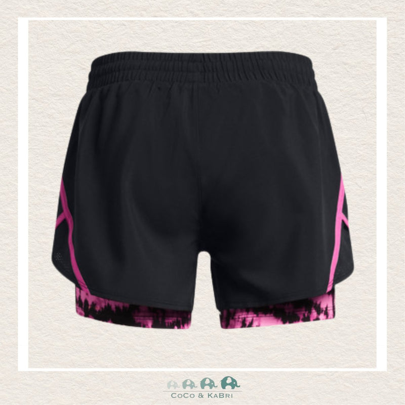 Under Armour: Youth Girls' Fly-By 2-in-1 Shorts- Black/Pink, CoCo & KaBri Children's Boutique
