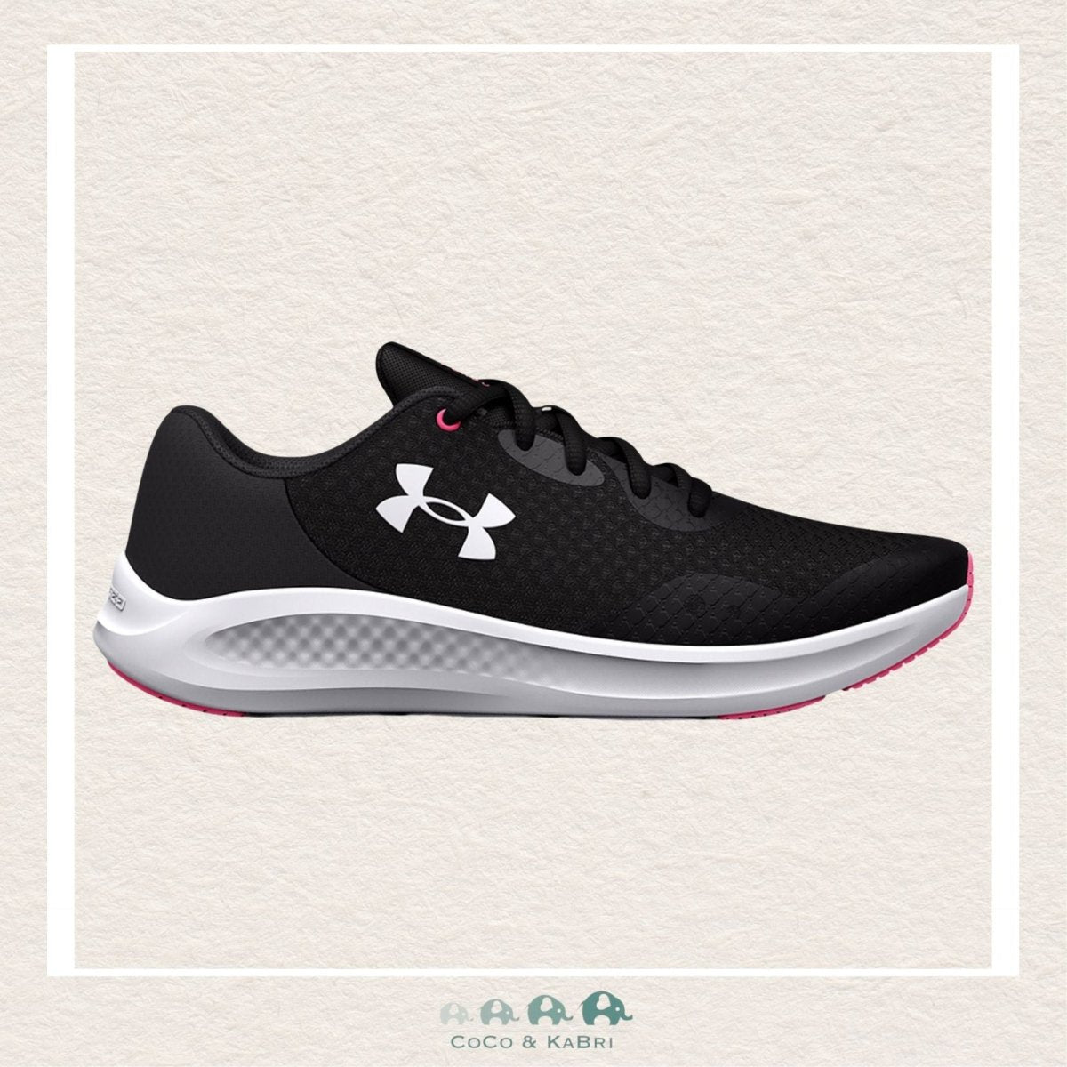Under Armour Girls' Grade School Charged Pursuit 3 Running Shoes Black/Pink (M-Top-89), CoCo & KaBri Children's Boutique