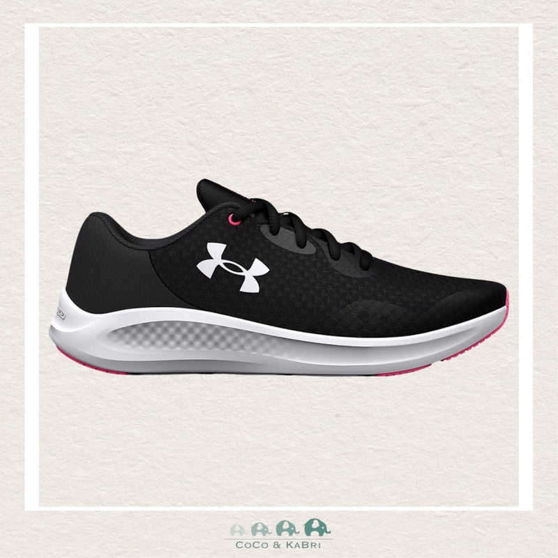 Under Armour Girls' Grade School Charged Pursuit 3 Running Shoes Black/Pink (M-Top-89)