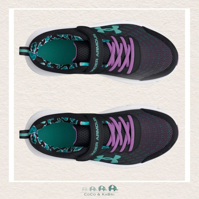 Under Armour GPS Assert 10 AC Girls Running Shoes - Black/Purple/Turquoise (N4)