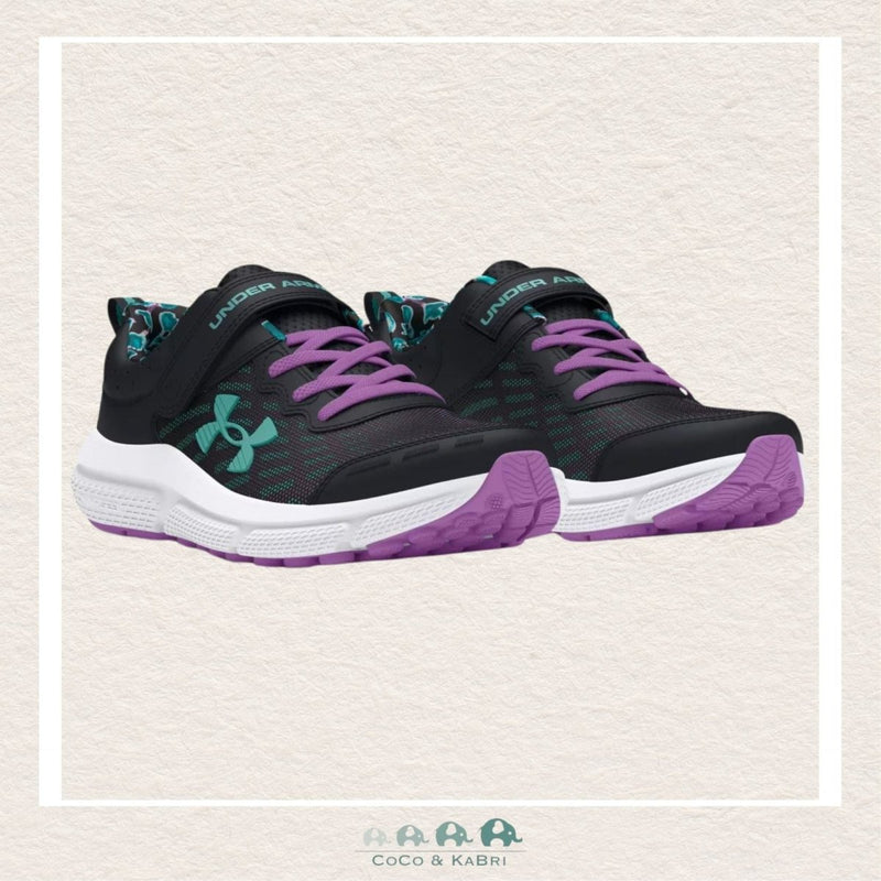 Under Armour GPS Assert 10 AC Girls Running Shoes - Black/Purple/Turquoise (N4)