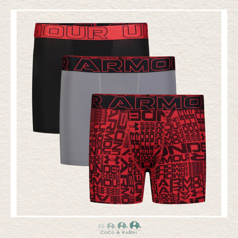 Under Armour Youth Performance Tech Boxers - Red & Black - 3 Pack, CoCo & KaBri Children's Boutique